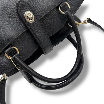 COACH Hand Shoulder Bag Tote Purse 2way 37779 Leather Black Authentic