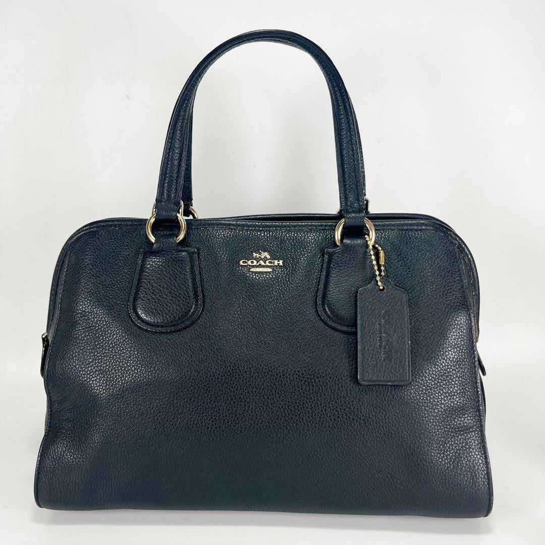 COACH Hand Shoulder Bag Tote Purse 2way Leather Black Authentic