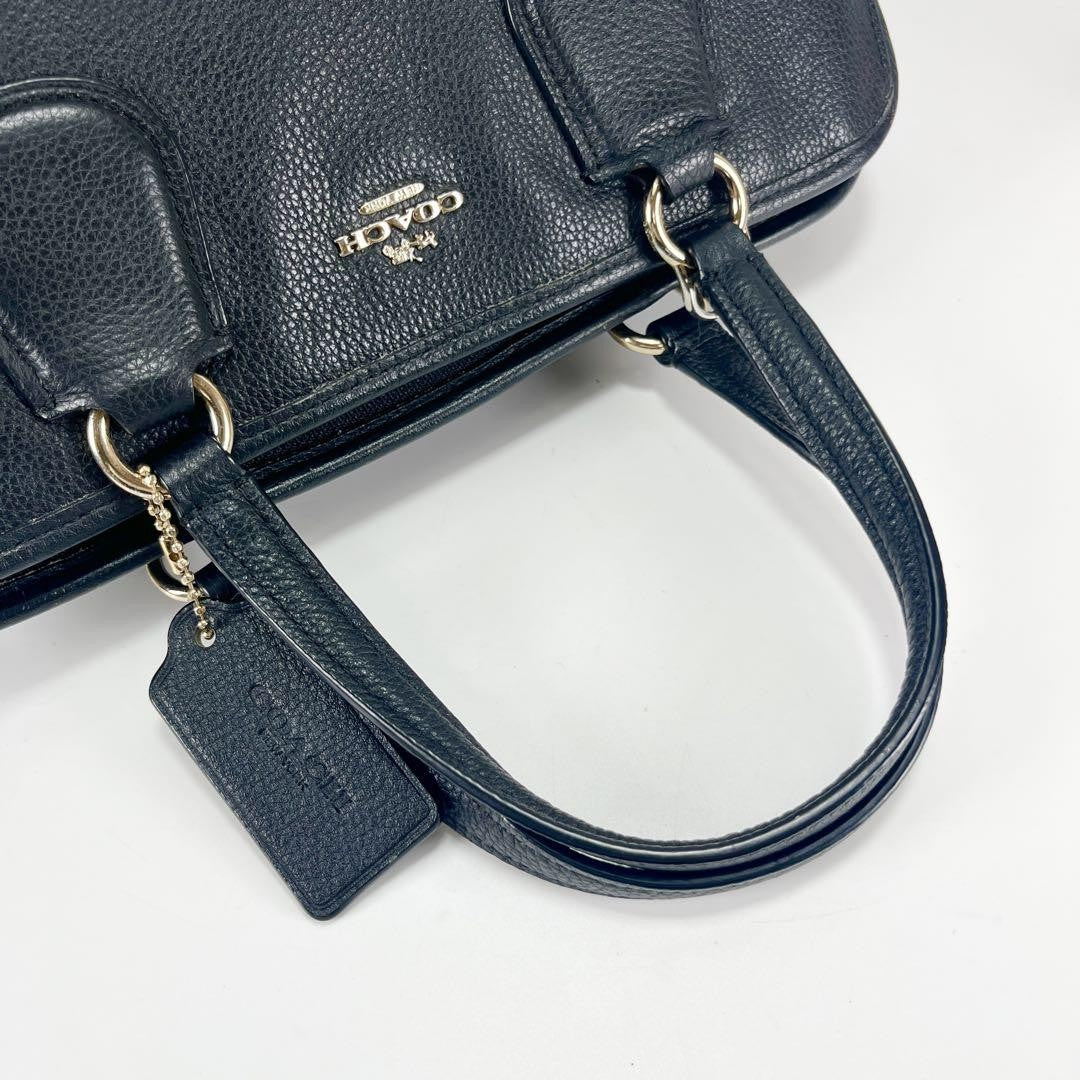 COACH Hand Shoulder Bag Tote Purse 2way Leather Black Authentic
