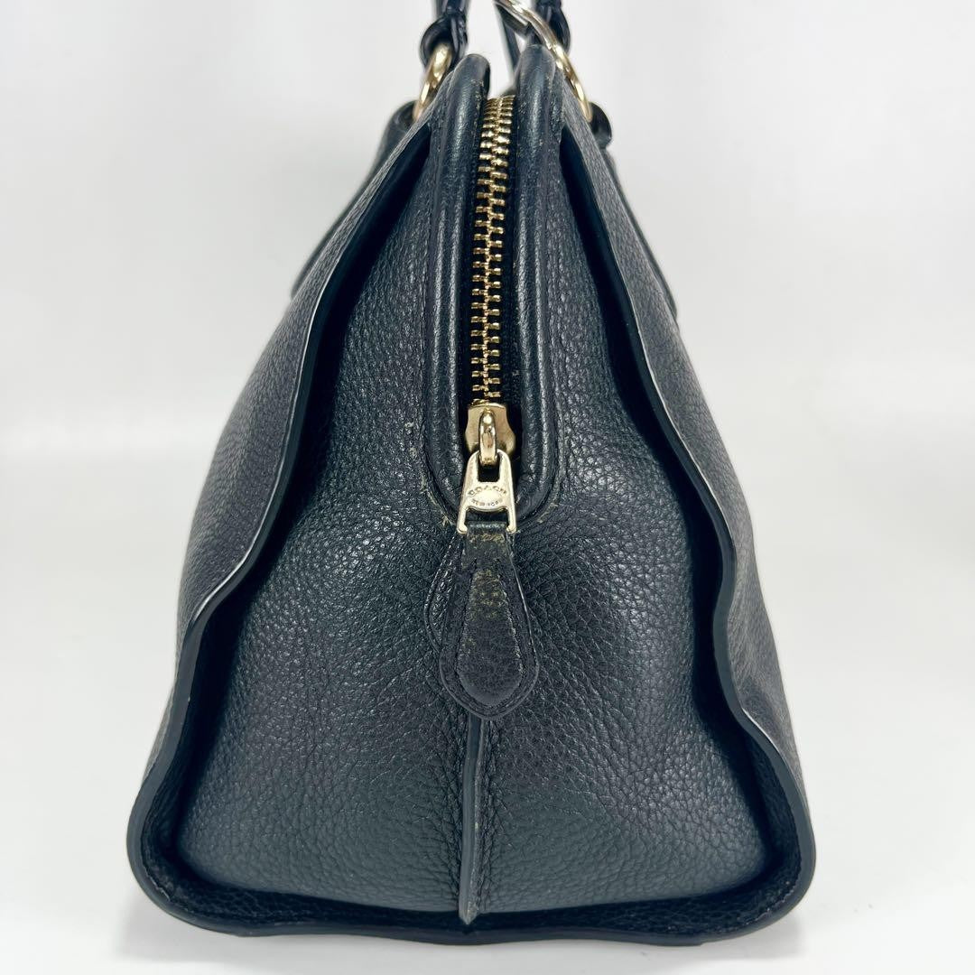 COACH Hand Shoulder Bag Tote Purse 2way Leather Black Authentic