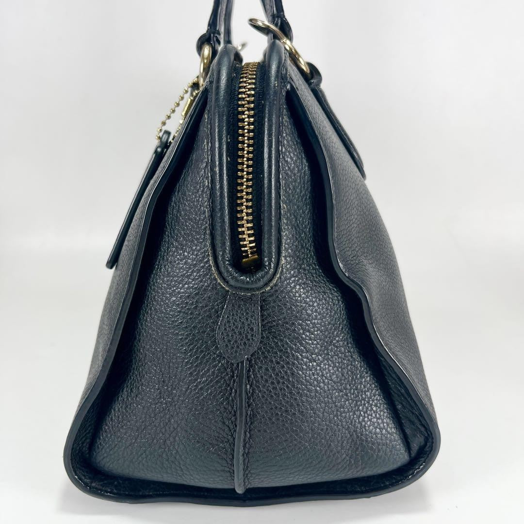 COACH Hand Shoulder Bag Tote Purse 2way Leather Black Authentic
