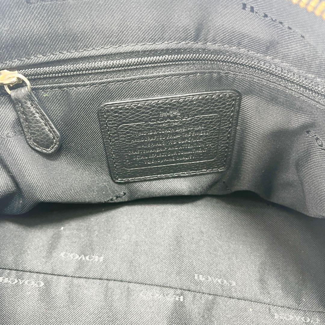 COACH Hand Shoulder Bag Tote Purse 2way Leather Black Authentic