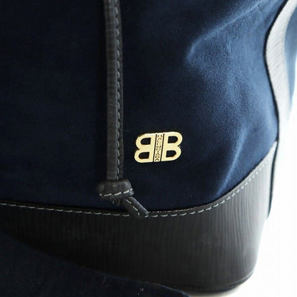 BALENCIAGA Shoulder Bag Purse BB Suede Navy Authentic