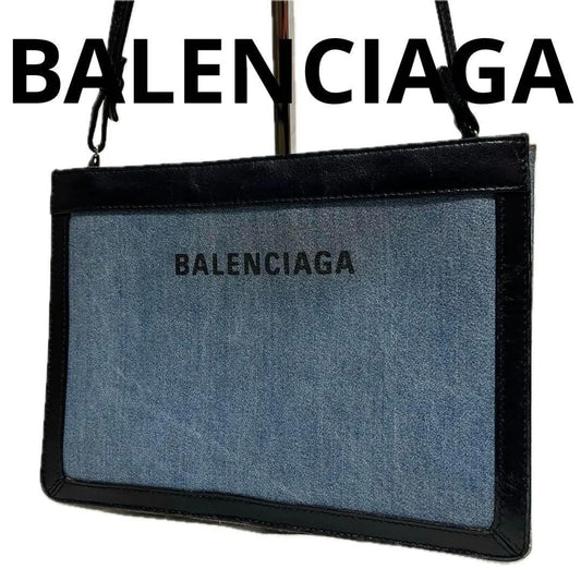 BALENCIAGA Shoulder Bag Purse PVC Denim Authentic