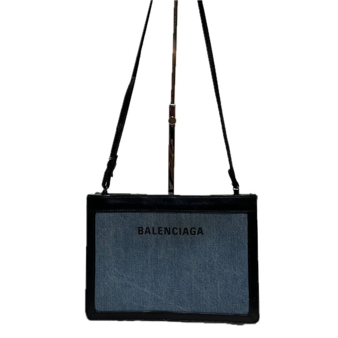 BALENCIAGA Shoulder Bag Purse PVC Denim Authentic