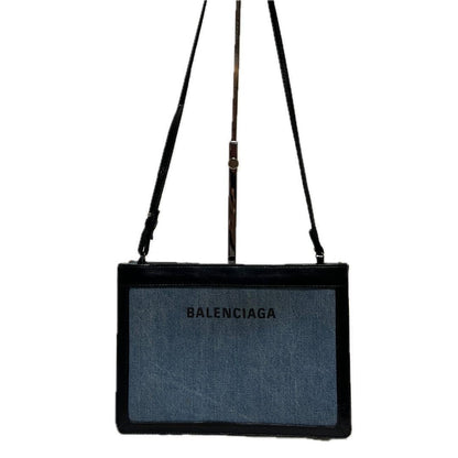 BALENCIAGA Shoulder Bag Purse PVC Denim Authentic