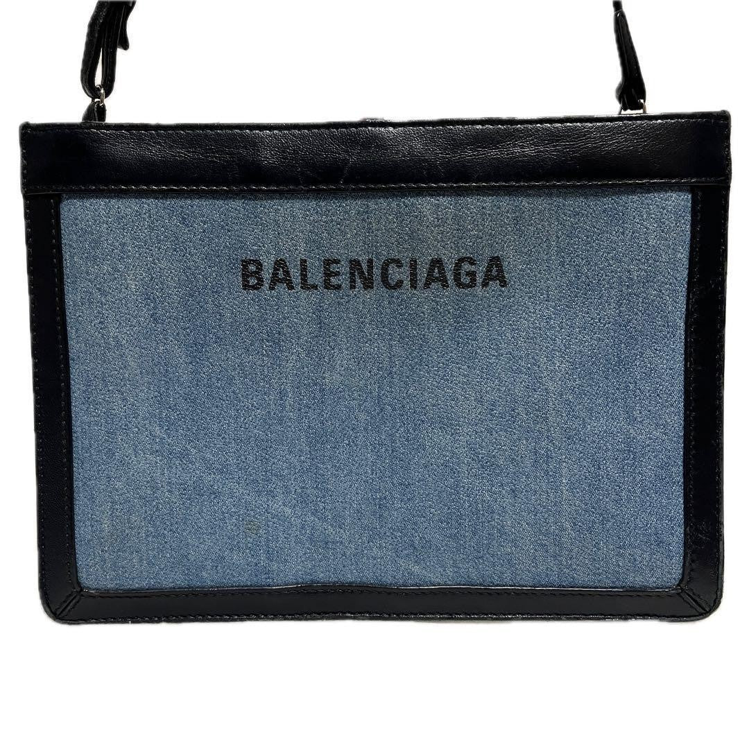 BALENCIAGA Shoulder Bag Purse PVC Denim Authentic