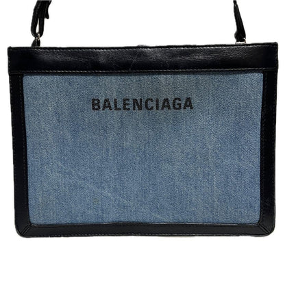 BALENCIAGA Shoulder Bag Purse PVC Denim Authentic