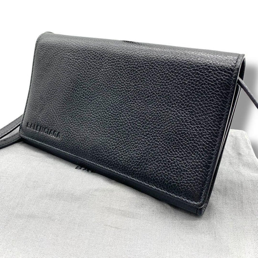 BALENCIAGA Shoulder Bag Purse Leather Black Authentic