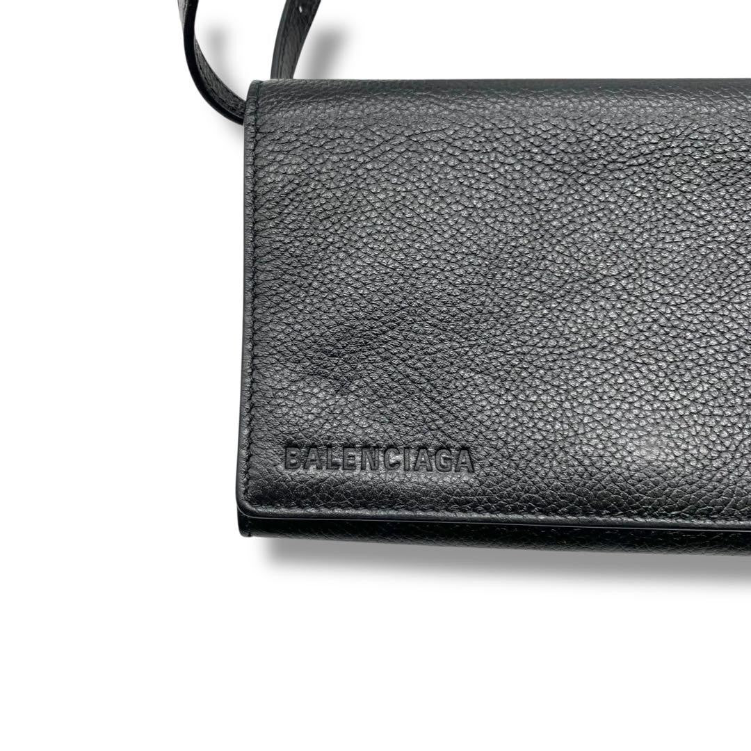 BALENCIAGA Shoulder Bag Purse Leather Black Authentic