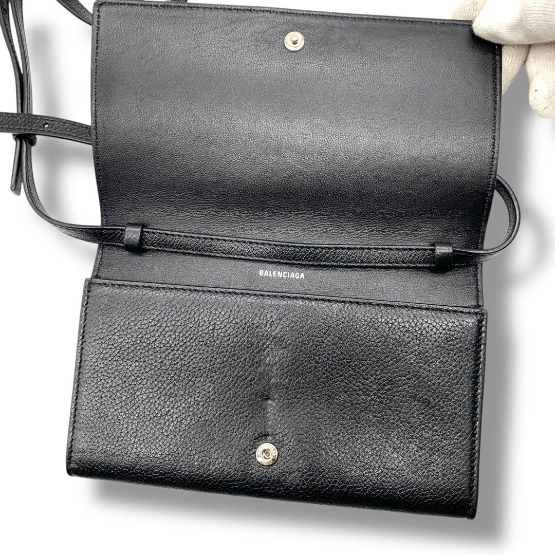 BALENCIAGA Shoulder Bag Purse Leather Black Authentic