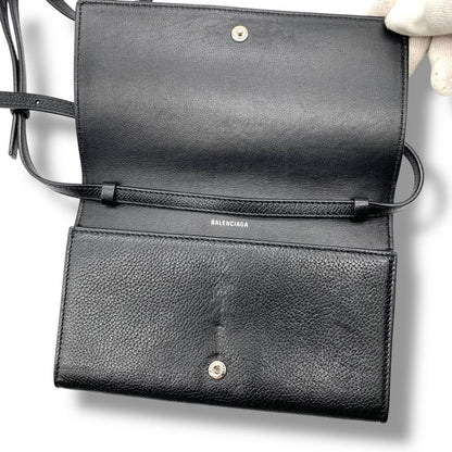 BALENCIAGA Shoulder Bag Purse Leather Black Authentic