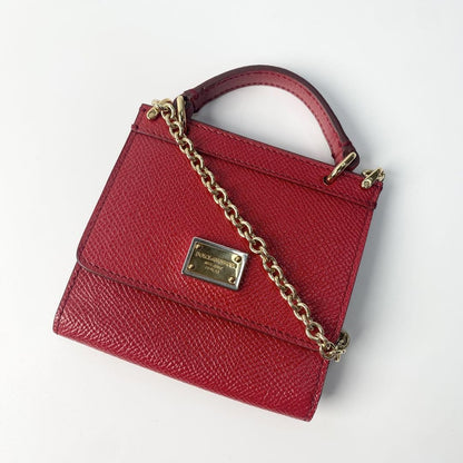 Dolce & Gabbana Mini Shoulder Bag Purse Leather Red Authentic