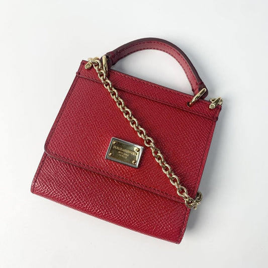 Dolce & Gabbana Mini Shoulder Bag Purse Leather Red Authentic