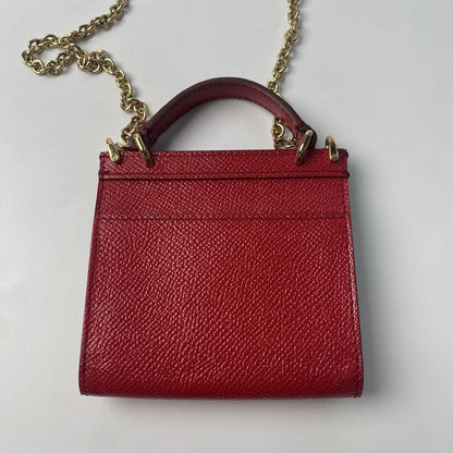 Dolce & Gabbana Mini Shoulder Bag Purse Leather Red Authentic