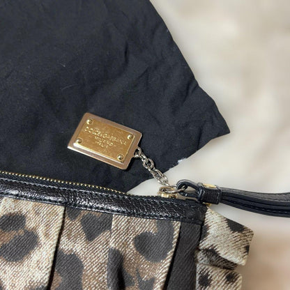 Dolce & Gabbana Clutch Bag Second Bag Leopard Brown Authentic