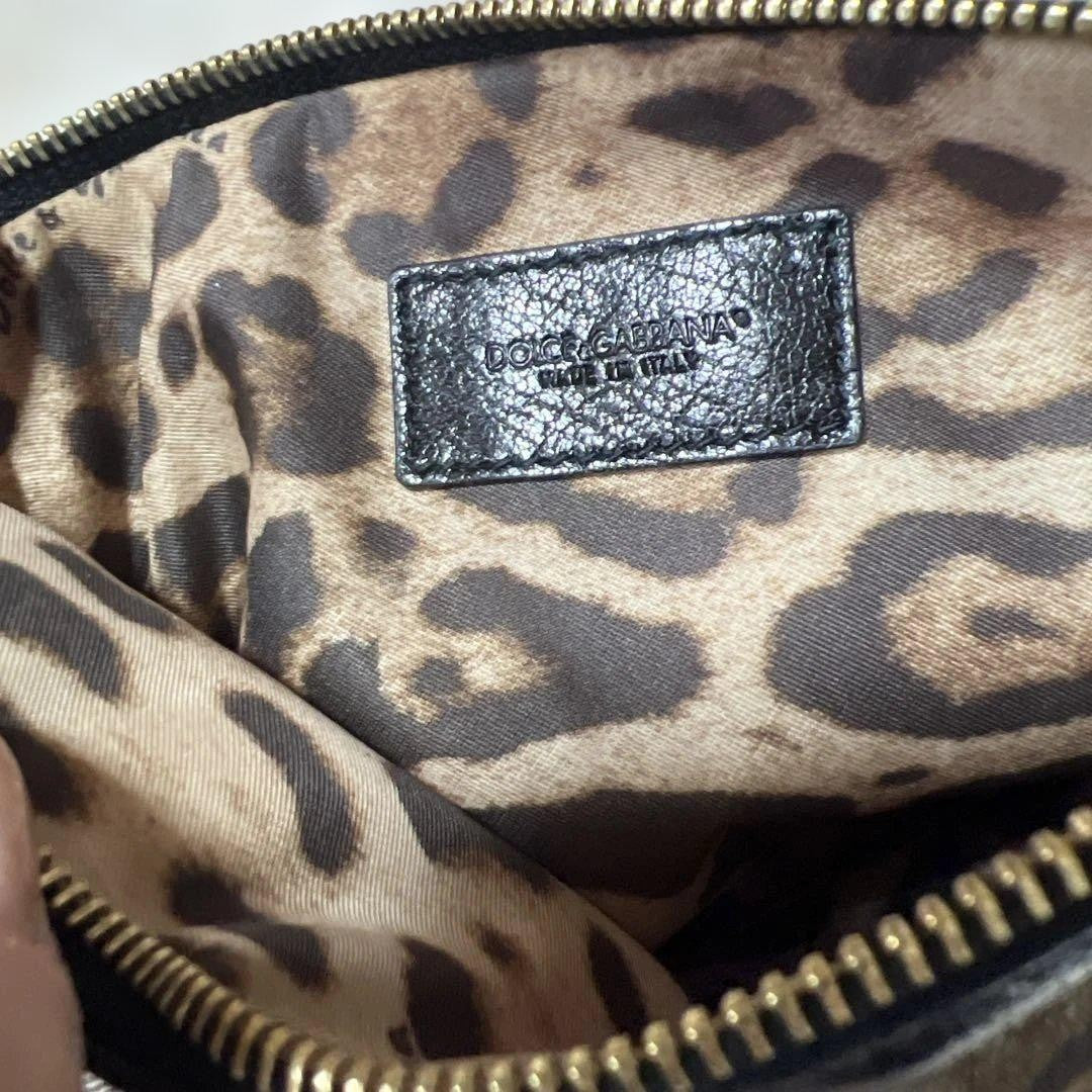 Dolce & Gabbana Clutch Bag Second Bag Leopard Brown Authentic