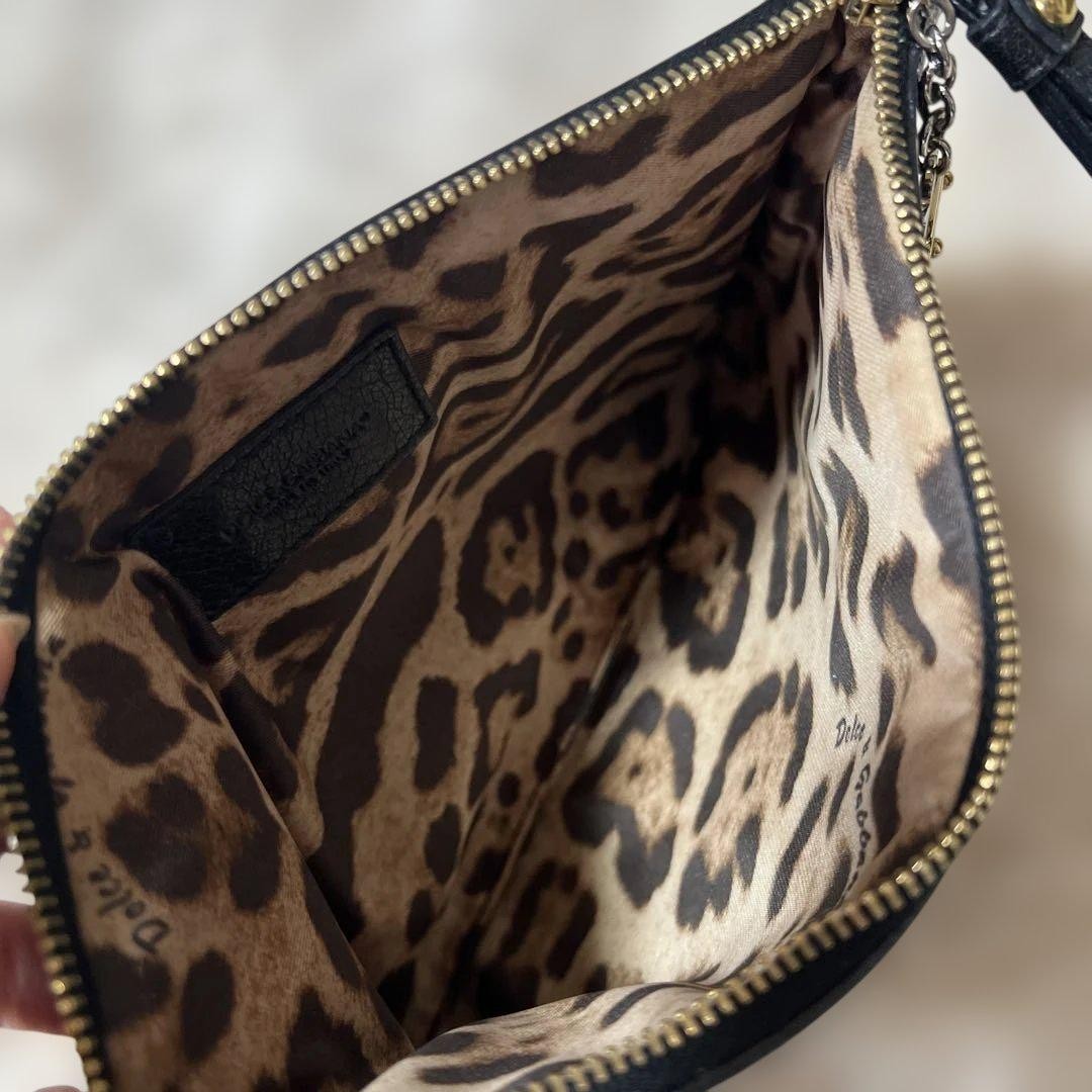 Dolce & Gabbana Clutch Bag Second Bag Leopard Brown Authentic