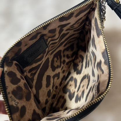 Dolce & Gabbana Clutch Bag Second Bag Leopard Brown Authentic