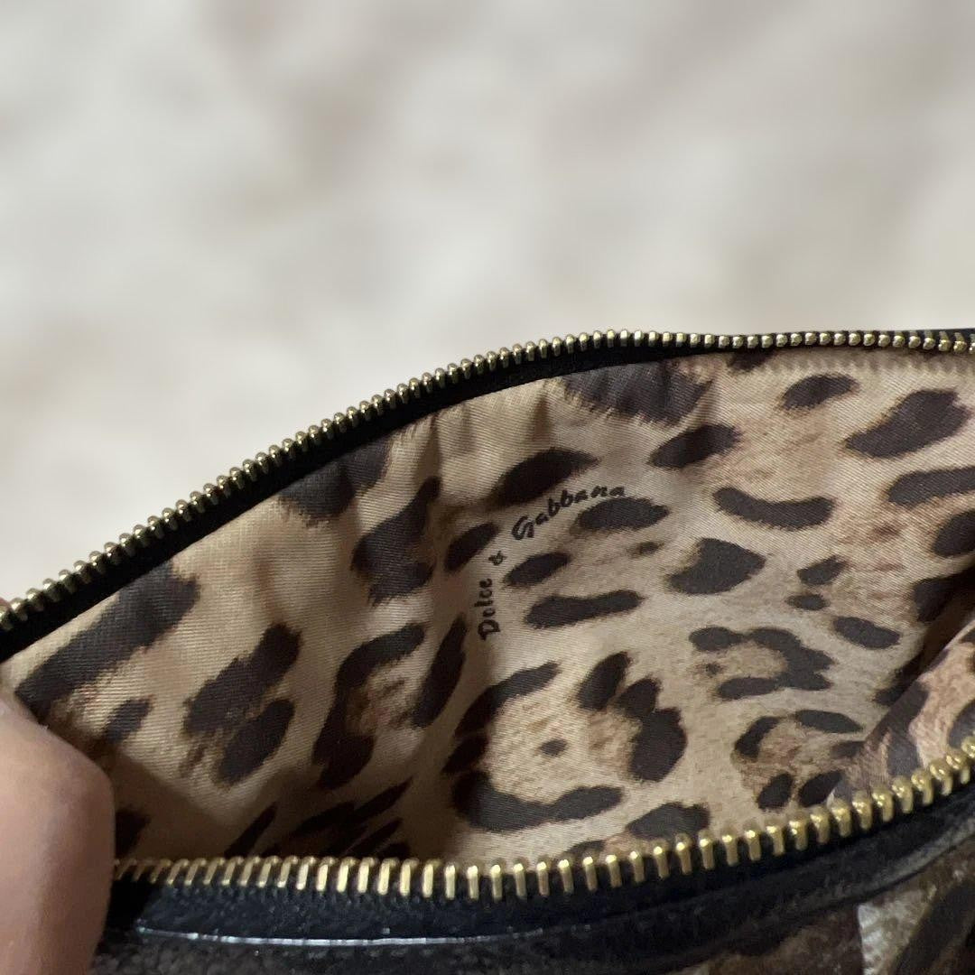 Dolce & Gabbana Clutch Bag Second Bag Leopard Brown Authentic