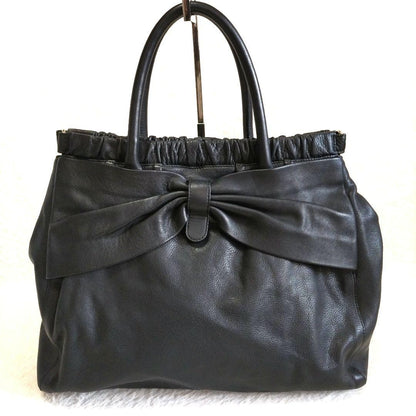 Red Valentino Hand Shoulder Bag Tote Purse 2way Leather Black Authentic
