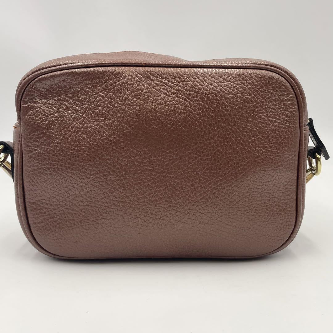 Valentino Garavani Shoulder Bag Purse Studs Logo Leather Brown Authentic