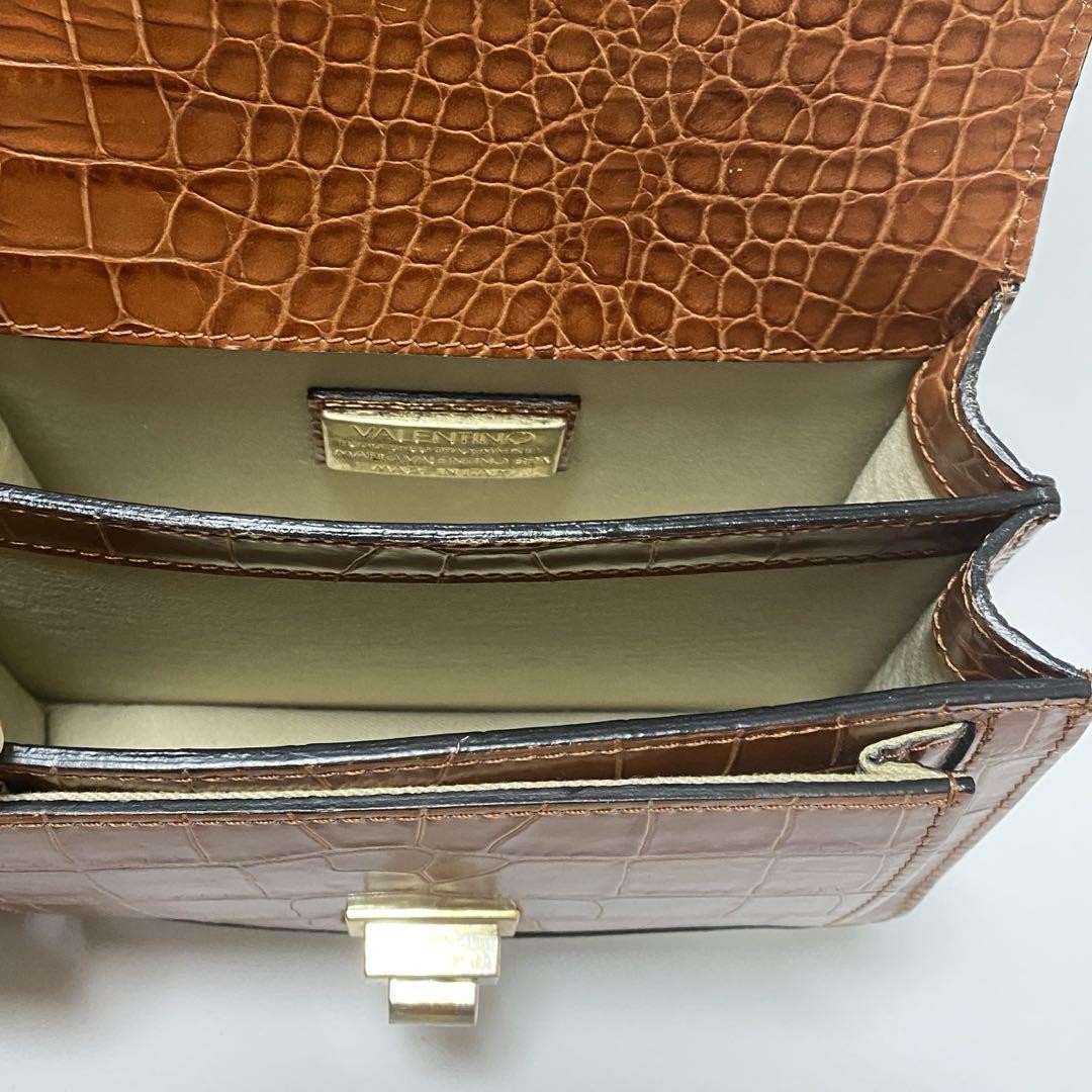 Valentino Hand Bag Tote Purse Brown Authentic