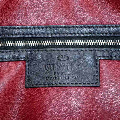 Valentino Garavani Clutch Bag Second Bag Rockstuds Leather Black Authentic