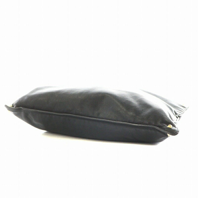 Valentino Garavani Clutch Bag Second Bag Rockstuds Leather Black Authentic