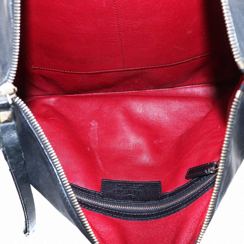 Valentino Garavani Clutch Bag Second Bag Rockstuds Leather Black Authentic