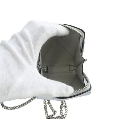 Valentino Garavani Shoulder Bag Purse Rockstuds Chain Leather Silver Authentic