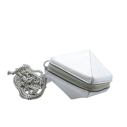 Valentino Garavani Shoulder Bag Purse Rockstuds Chain Leather Silver Authentic