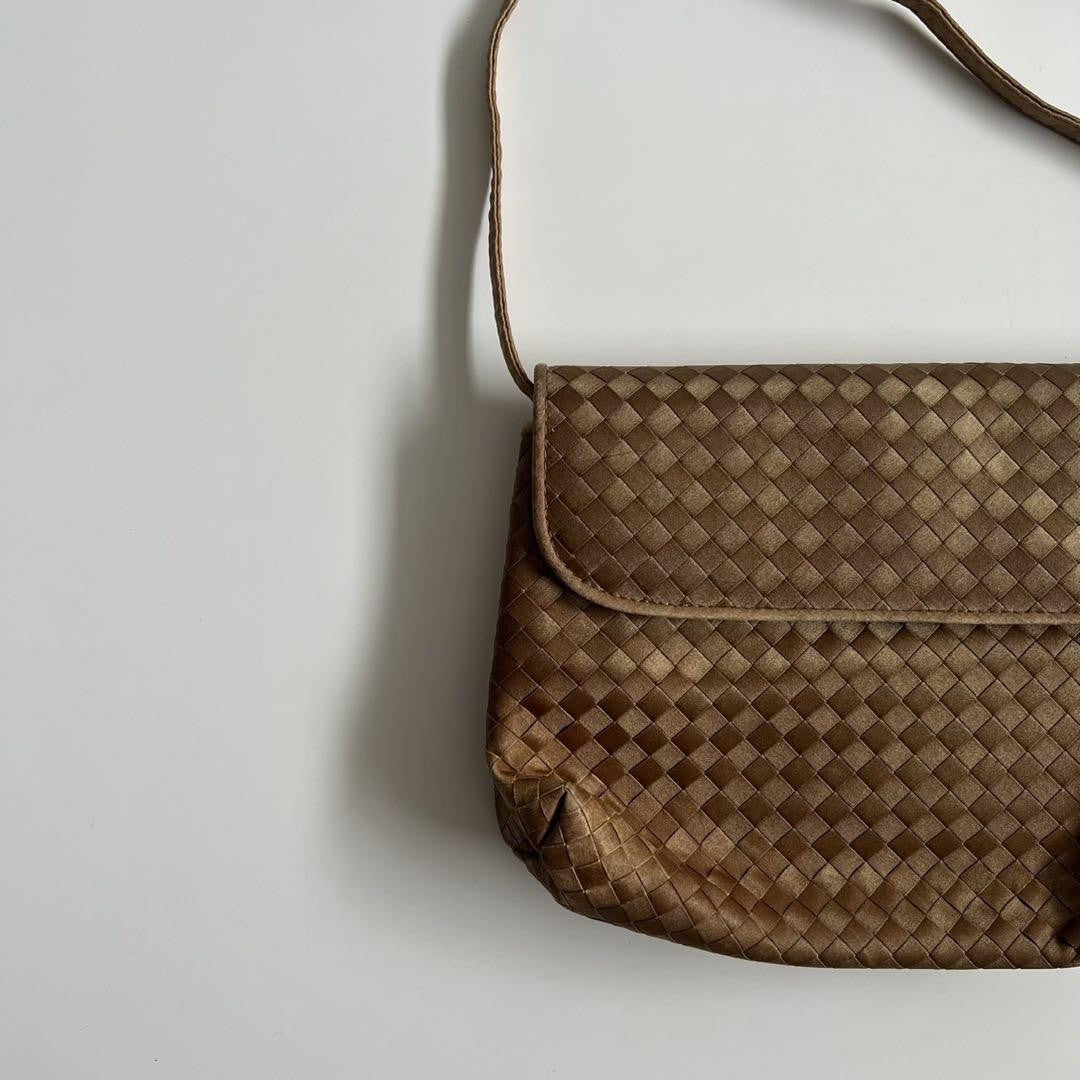 BOTTEGA VENETA Shoulder Bag Purse Intrecciato Suede Leather Beige Authentic