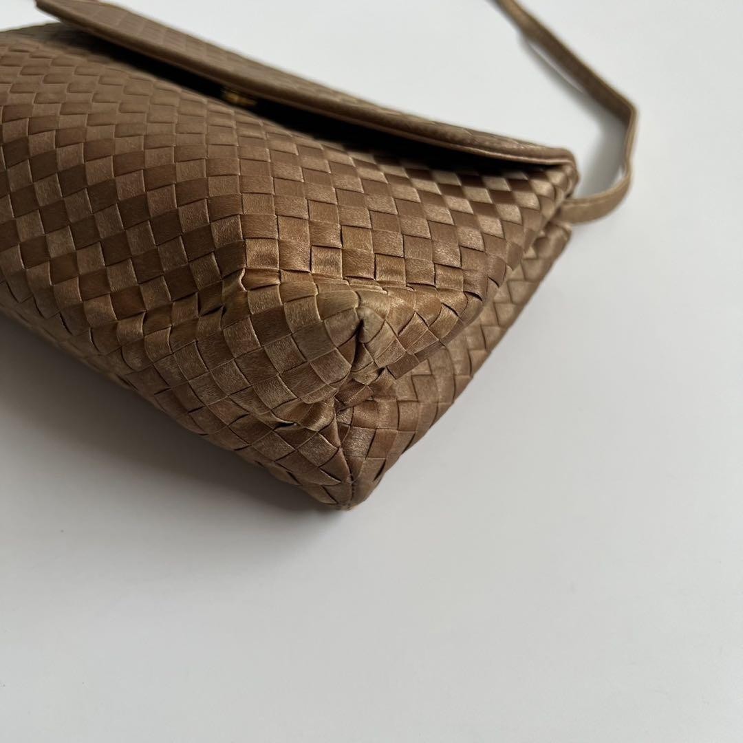 BOTTEGA VENETA Shoulder Bag Purse Intrecciato Suede Leather Beige Authentic