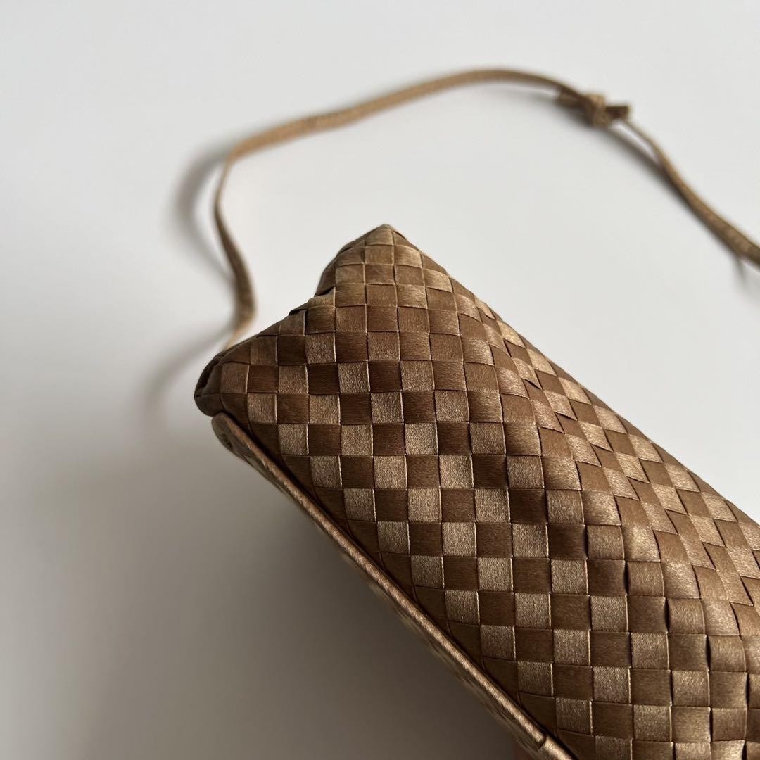 BOTTEGA VENETA Shoulder Bag Purse Intrecciato Suede Leather Beige Authentic