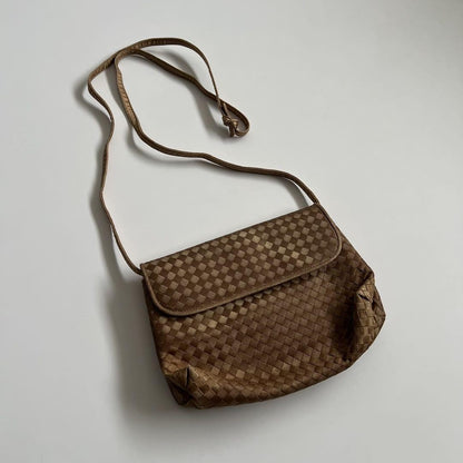 BOTTEGA VENETA Shoulder Bag Purse Intrecciato Suede Leather Beige Authentic