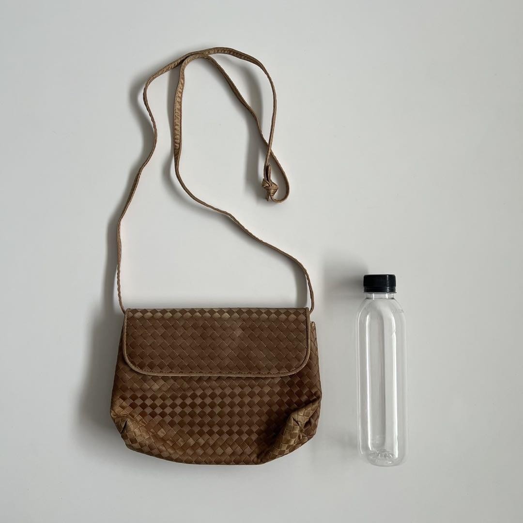 BOTTEGA VENETA Shoulder Bag Purse Intrecciato Suede Leather Beige Authentic