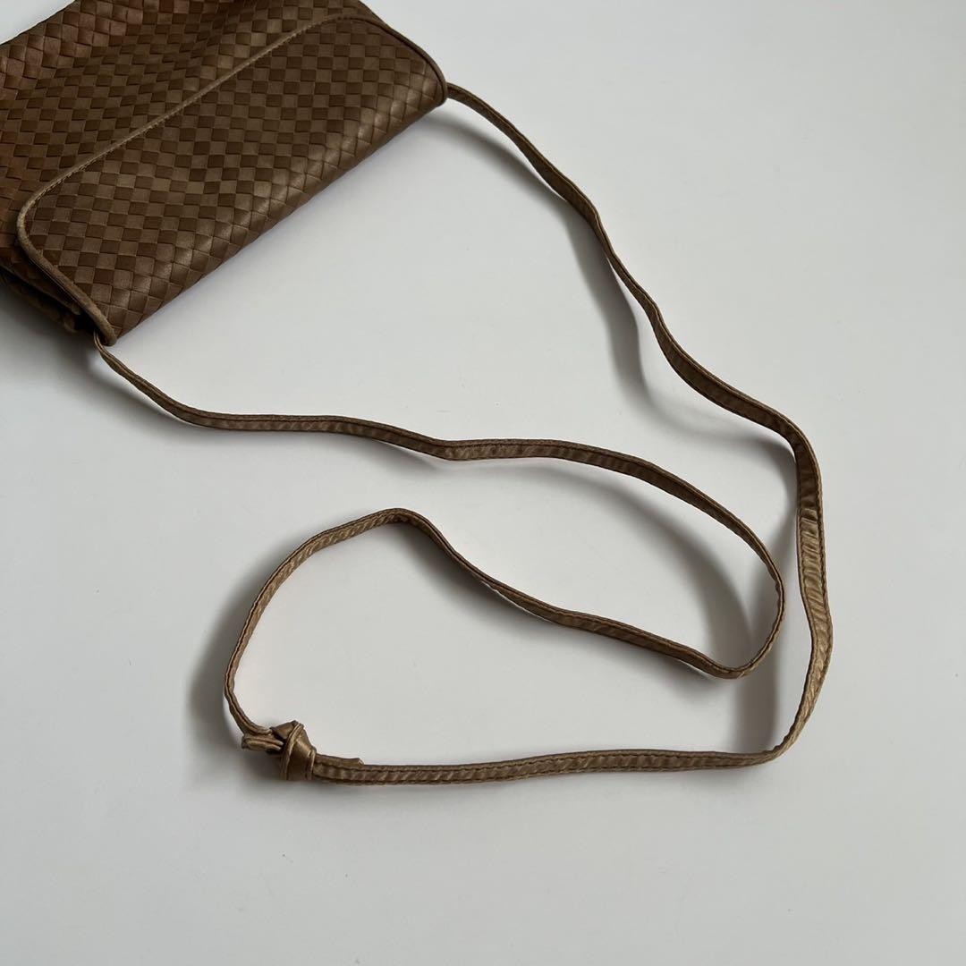 BOTTEGA VENETA Shoulder Bag Purse Intrecciato Suede Leather Beige Authentic