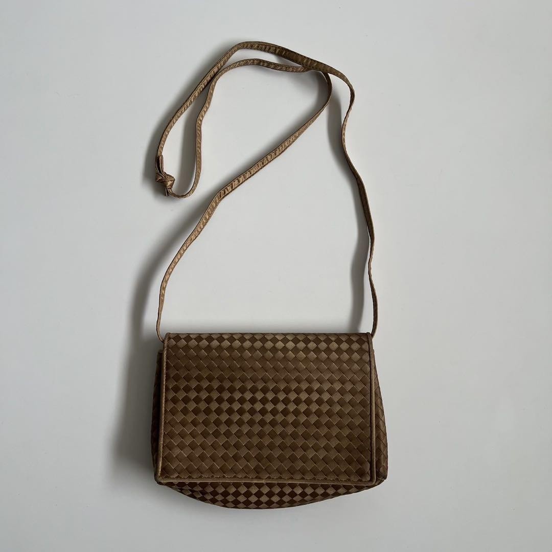 BOTTEGA VENETA Shoulder Bag Purse Intrecciato Suede Leather Beige Authentic