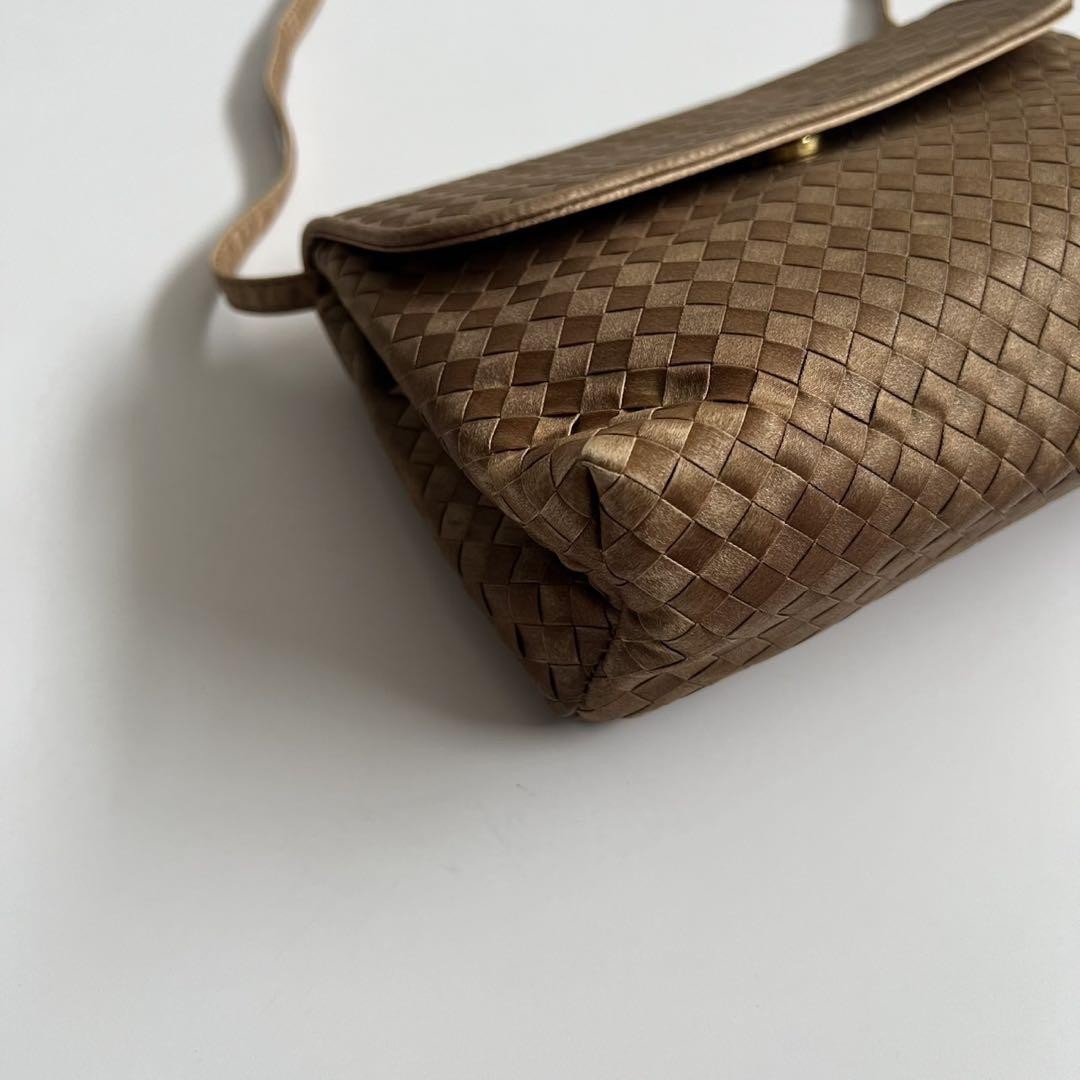 BOTTEGA VENETA Shoulder Bag Purse Intrecciato Suede Leather Beige Authentic