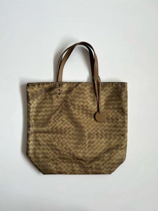 BOTTEGA VENETA Hand Bag Tote Purse Intrecciato Leather Beige Authentic