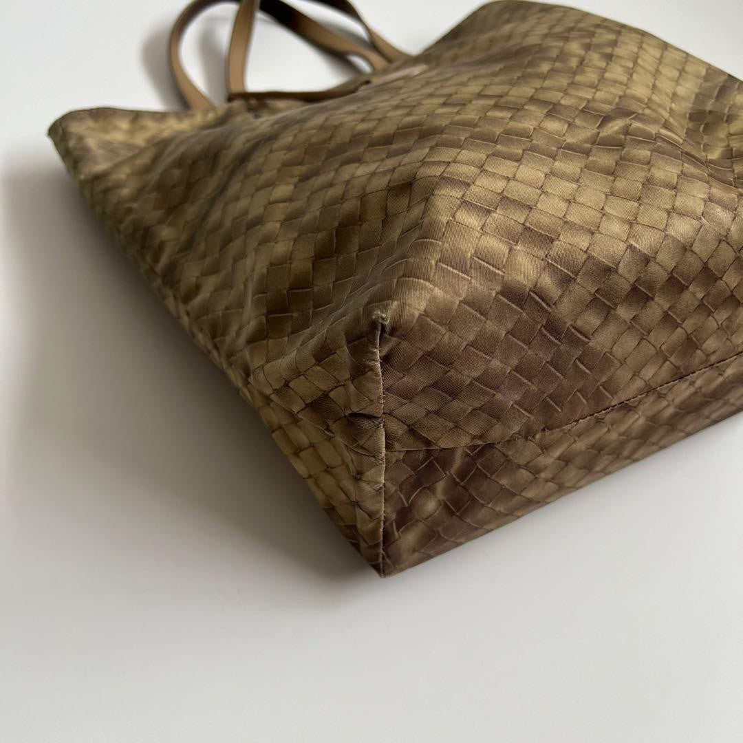 BOTTEGA VENETA Hand Bag Tote Purse Intrecciato Leather Beige Authentic