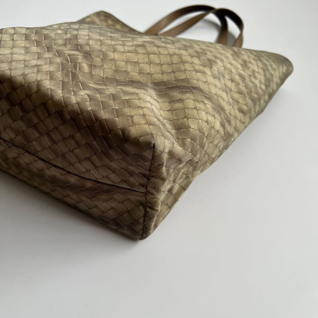 BOTTEGA VENETA Hand Bag Tote Purse Intrecciato Leather Beige Authentic