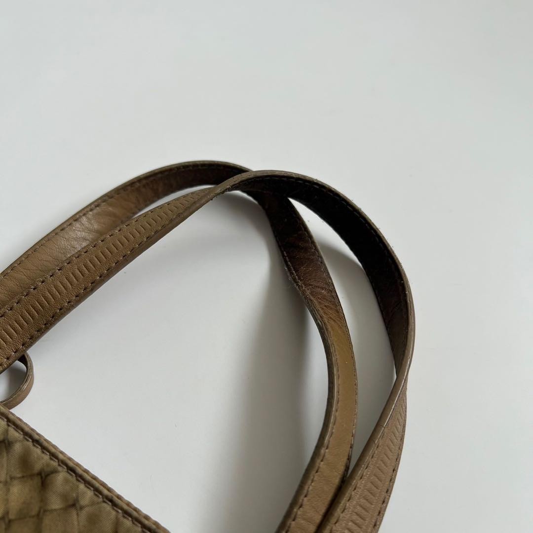 BOTTEGA VENETA Hand Bag Tote Purse Intrecciato Leather Beige Authentic