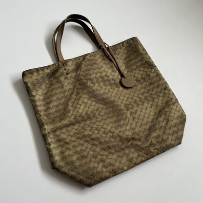 BOTTEGA VENETA Hand Bag Tote Purse Intrecciato Leather Beige Authentic