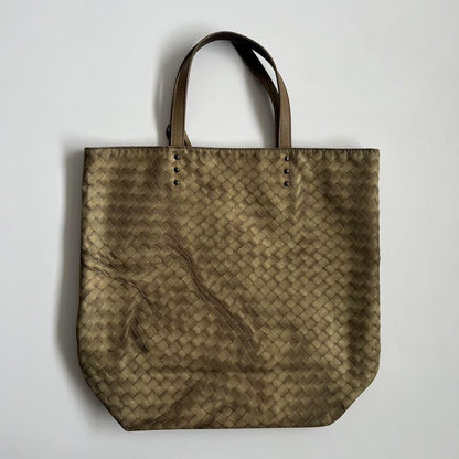 BOTTEGA VENETA Hand Bag Tote Purse Intrecciato Leather Beige Authentic