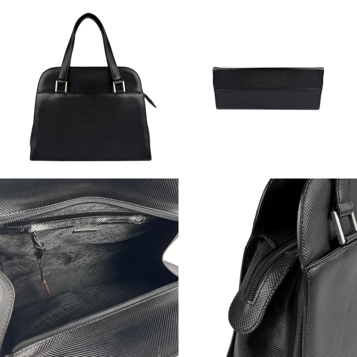BOTTEGA VENETA Hand Bag Tote Purse Leather Black Authentic
