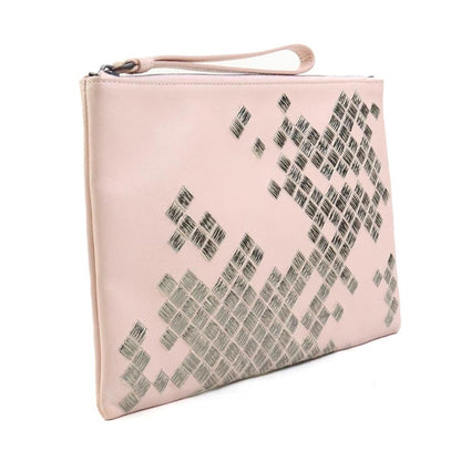 BOTTEGA VENETA Clutch Bag Second Bag Leather Pink Silver Authentic