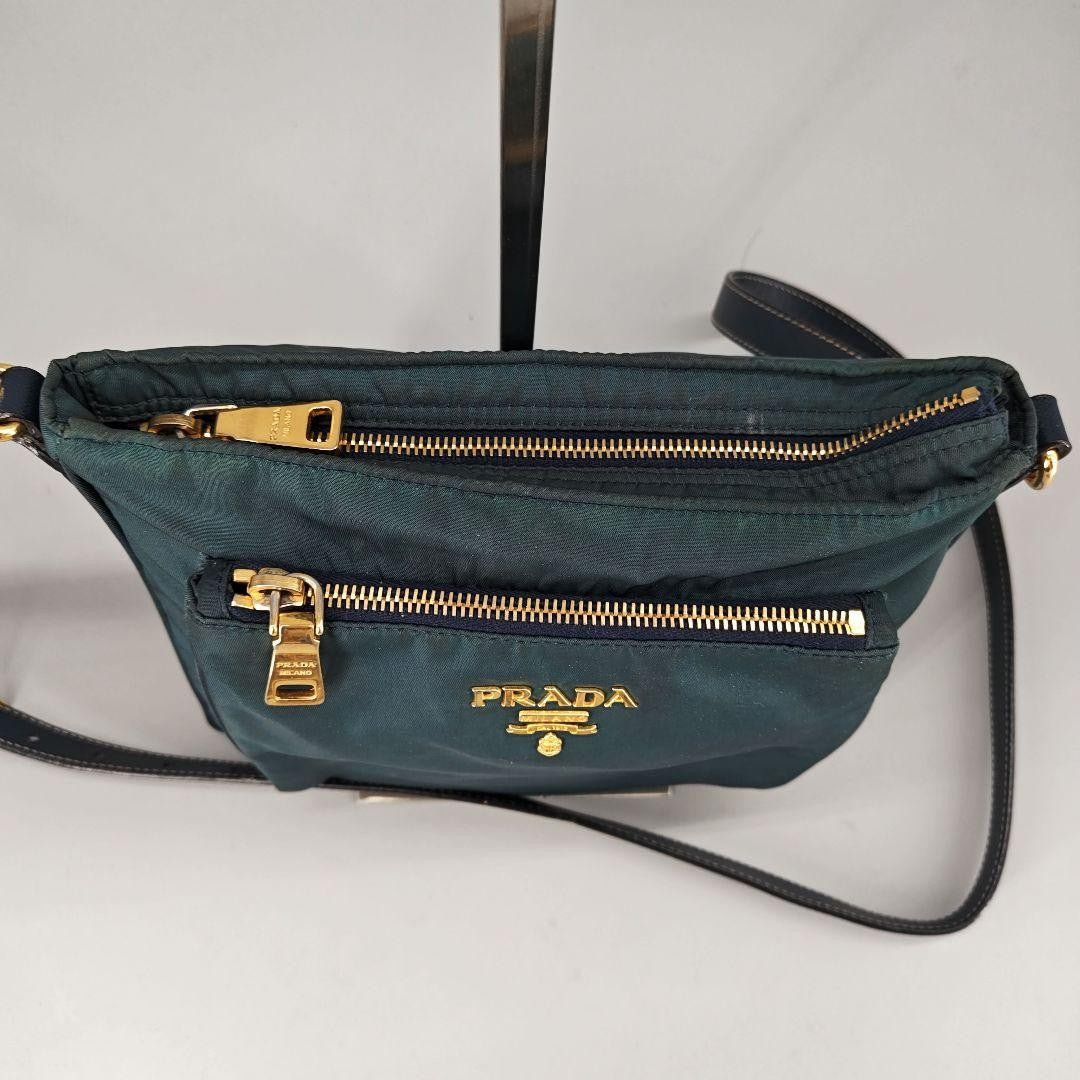 PRADA Shoulder Bag Purse Nylon Green Authentic