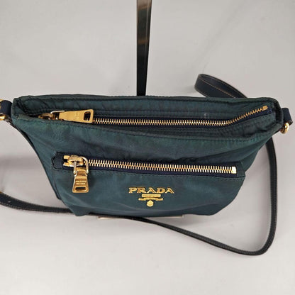 PRADA Shoulder Bag Purse Nylon Green Authentic